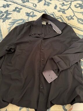 Men's Black Lightweight Button-Up Shirt Jacket
